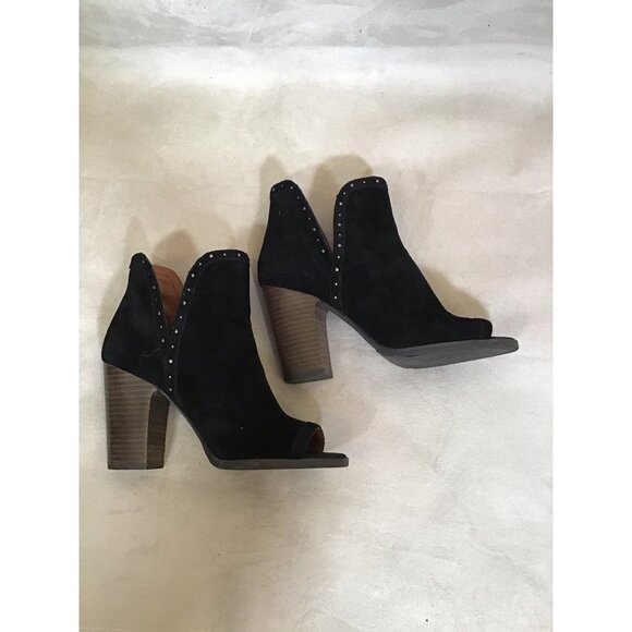 Lucky Brand Womens Libeth Booties Ankle Boots Black Suede Studded Pull On 7.5 - Picture 6 of 9
